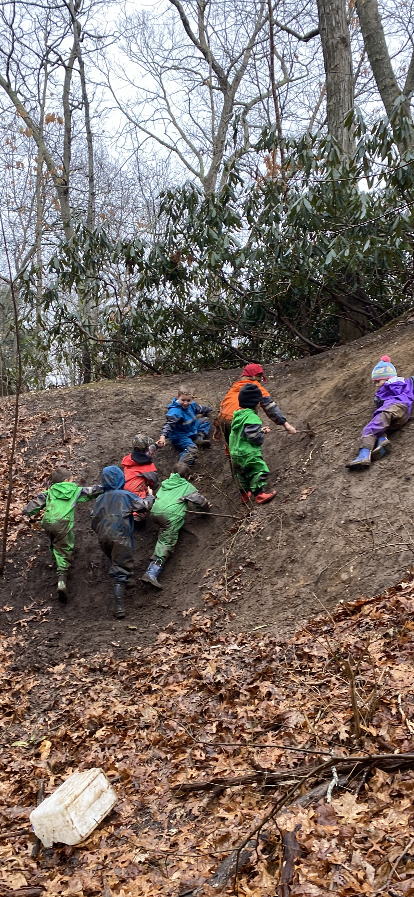 aishling forest school, mud slide